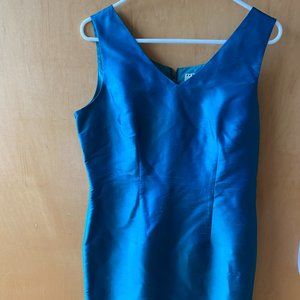 100 % SILK ICE DRESS AMAZING TEAL GREEN/ BLUE COLOR BEADED BOTTOM